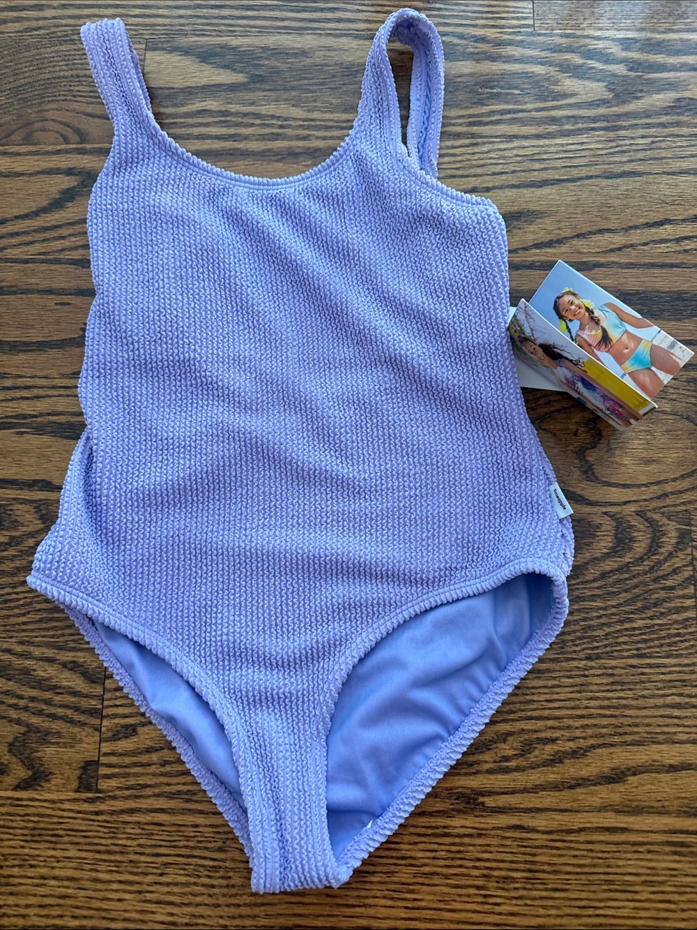 Limeapple Lavender Textured One-Piece Swimsuit for Kids